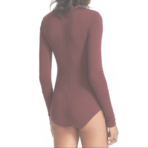 Free People Easy Peasy Scoop Neck Bodysuit {Wine}M - Picture 3 of 7